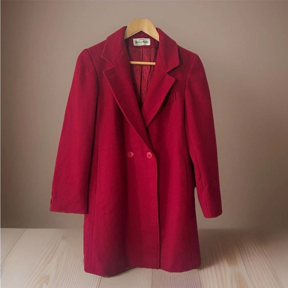 50% SALE! VTG Ashley Scott Petite Red 100% Wool Women’s Coat Double Breasted SP